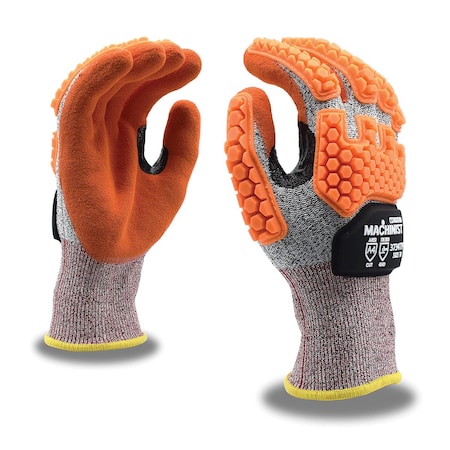 Cordova MACHINIST Impact Level 3 and Cut Level A4 Orange Nitrile Coated Gloves 3734TPRXL
